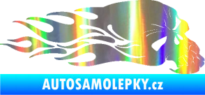 Samolepka Lebka 050 pravá v plamenech Holografická