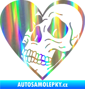 Samolepka Lebka 062 levá v srdíčku Holografická