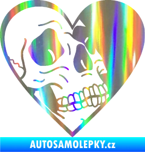 Samolepka Lebka 062 pravá v srdíčku Holografická