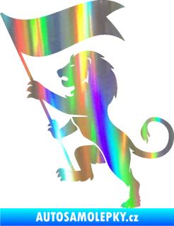 Samolepka Lev heraldika 005 levá s praporem Holografická