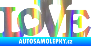 Samolepka Love 002 nápis se srdíčkem Holografická