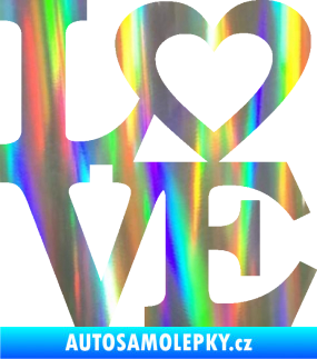 Samolepka Love 004 nápis se srdíčkem Holografická