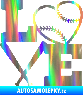 Samolepka Love baseball Holografická