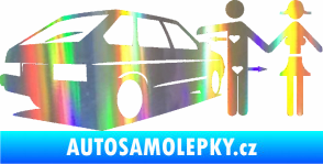 Samolepka Love car love girl levá Holografická