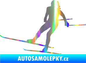 Samolepka Lyžařka 001 levá běh na lyžích Holografická