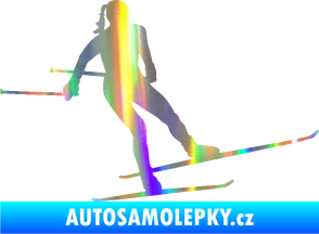 Samolepka Lyžařka 001 pravá běh na lyžích Holografická