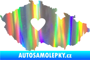 Samolepka Mapa České republiky 002 srdce Holografická