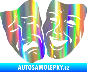 Samolepka Masky tváře 001 levá veselý a smutný Holografická
