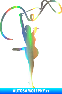 Samolepka Moderní gymnastika 003 pravá gymnastka se stuhou Holografická