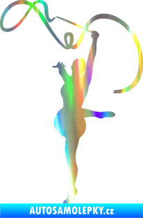 Samolepka Moderní gymnastika 003 levá gymnastka se stuhou Holografická