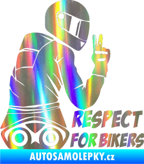 Samolepka Motorkář 003 pravá respect for bikers nápis Holografická