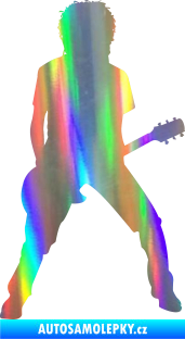 Samolepka Music 010 pravá rocker s kytarou Holografická