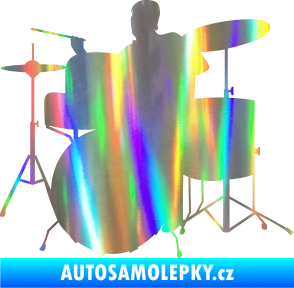 Samolepka Music 011 levá hráč na bicí Holografická