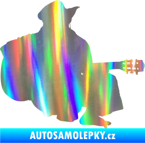 Samolepka Music 014 pravá hráč na kytaru Holografická