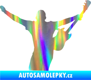 Samolepka Music 024 pravá kytarista rocker Holografická