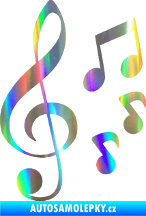 Samolepka Music noty a houslový klíč 002 Holografická