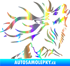 Samolepka Myslivost 003 pravá jelen a hory Holografická
