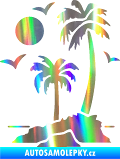 Samolepka Ostrov 002 levá palmy a moře Holografická