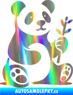 Samolepka Panda 011 pravá s bambusovou větvičkou Holografická