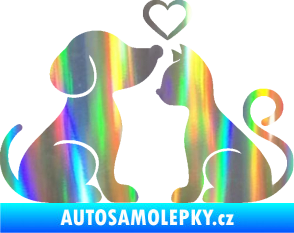 Samolepka Pejsek a kočička 001 levá Holografická
