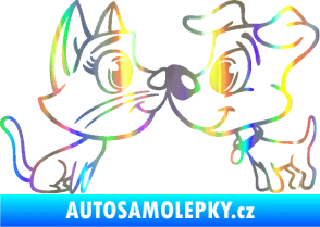 Samolepka Pejsek a kočička 003 pravá Holografická
