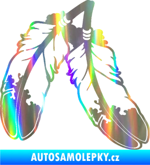 Samolepka Peříčka 003 pravá indiánský motiv Holografická