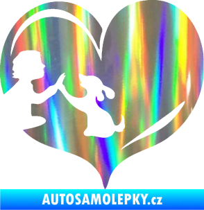 Samolepka Pes 103 levá dej pac srdce Holografická