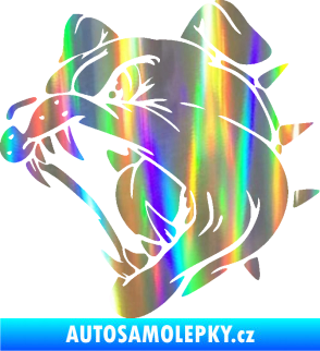 Samolepka Pes 136 levá rozzuřený buldok Holografická