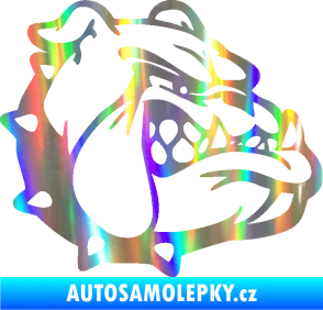 Samolepka Pes 174 pravá rozzuřený buldok Holografická