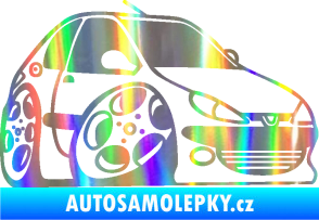 Samolepka Peugeot 206 karikatura pravá Holografická