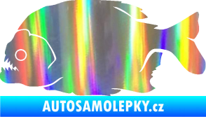 Samolepka Piraňa 001 levá dravá ryba Holografická