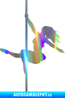 Samolepka Pole dance 001 levá tanec na tyči Holografická