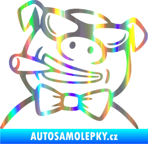 Samolepka Prase 005 levá s doutnikem Holografická