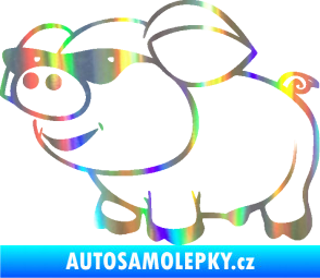 Samolepka Prase 006 levá frajer v brýlích Holografická