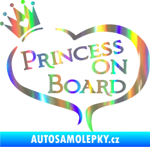 Samolepka Princess on board nápis s korunkou Holografická