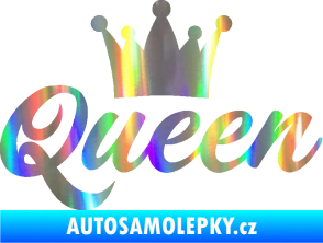 Samolepka Queen nápis s korunou Holografická