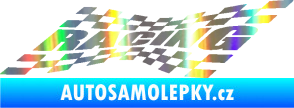 Samolepka Racing nápis v šachovnici Holografická