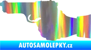 Samolepka Ruka s pistolí 001 levá ruce vzhůru Holografická