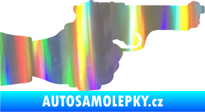 Samolepka Ruka s pistolí 001 pravá ruce vzhůru Holografická