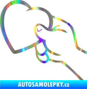 Samolepka Ruka se srdíčkem levá Holografická