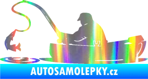 Samolepka Rybář 017 levá rybolov v lodičce Holografická