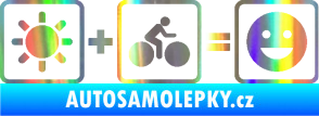 Samolepka Slunce + kolo = veselý smajlík vyjížďka na kole Holografická