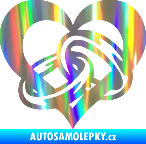 Samolepka Snubní prstýnky v srdíčku levá Holografická