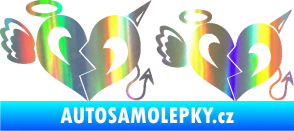 Samolepka Srdce anděl s ďáblem Holografická