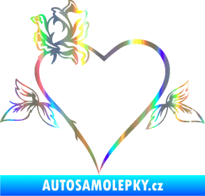Samolepka Srdce s růží levá Holografická