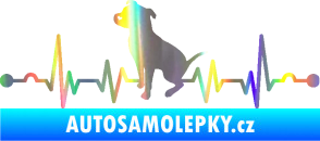 Samolepka Srdeční tep 007 levá pitbull Holografická