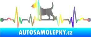 Samolepka Srdeční tep 008 levá pes bulteriér Holografická