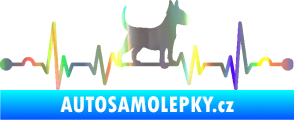 Samolepka Srdeční tep 008 pravá pes bulteriér Holografická