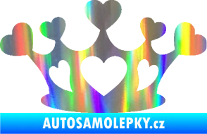 Samolepka Srdíčka korunka Holografická