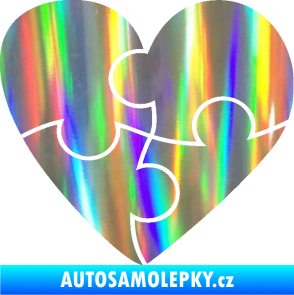 Samolepka Srdíčko 018 pravá puzzle Holografická